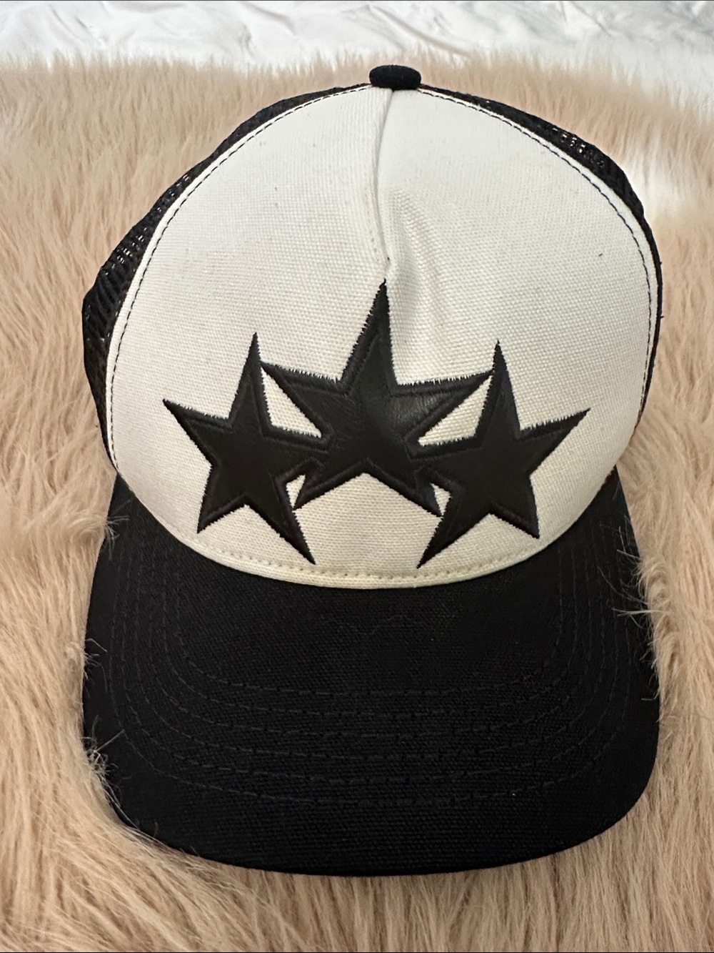 Amiri Black & White Star Patch Trucker Hat
